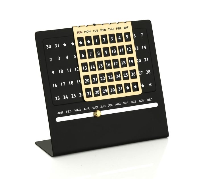 Mat Black Big Size Perpetual Table Calendar Sliding Month Style