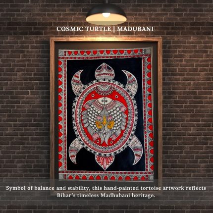 Cosmic Turtle – Kurma Avatar Symbolism | Madubani (A4)