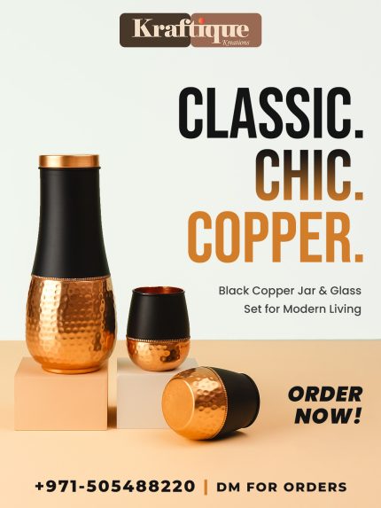 Copper Bottle – Tulip Jar with 2 Glass Gift Set